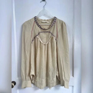 Isabel Marant Etoile Boho Chic Peasant Embroidered Blouse Tunic Top